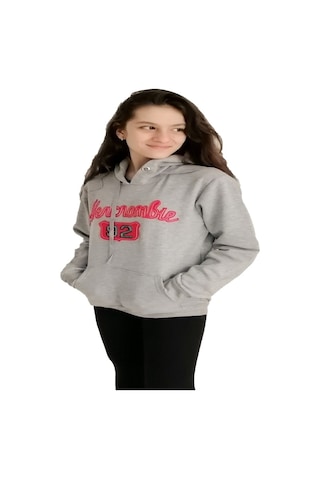 Berselüx Kapişonlu Çocuk Sweatshirt Gri Melanj 2Iplik Şardonlu... Gri