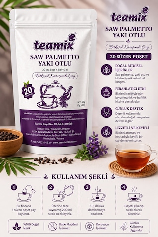 Saw Palmetto Yakı Otlu Çay 20 Süzen Poşet Bitkisel Karışımlı Çay