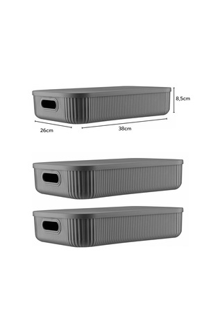3'lü Set Çok Amaçlı Dekoratif Düzenleyici Kutu Antrasit 6,8lt