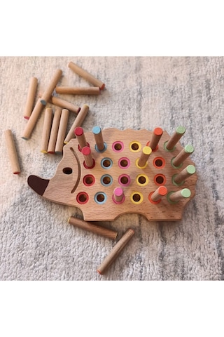 Kikadu Montessori Ahşap Tak Çıkar Kirpi Rengarenk