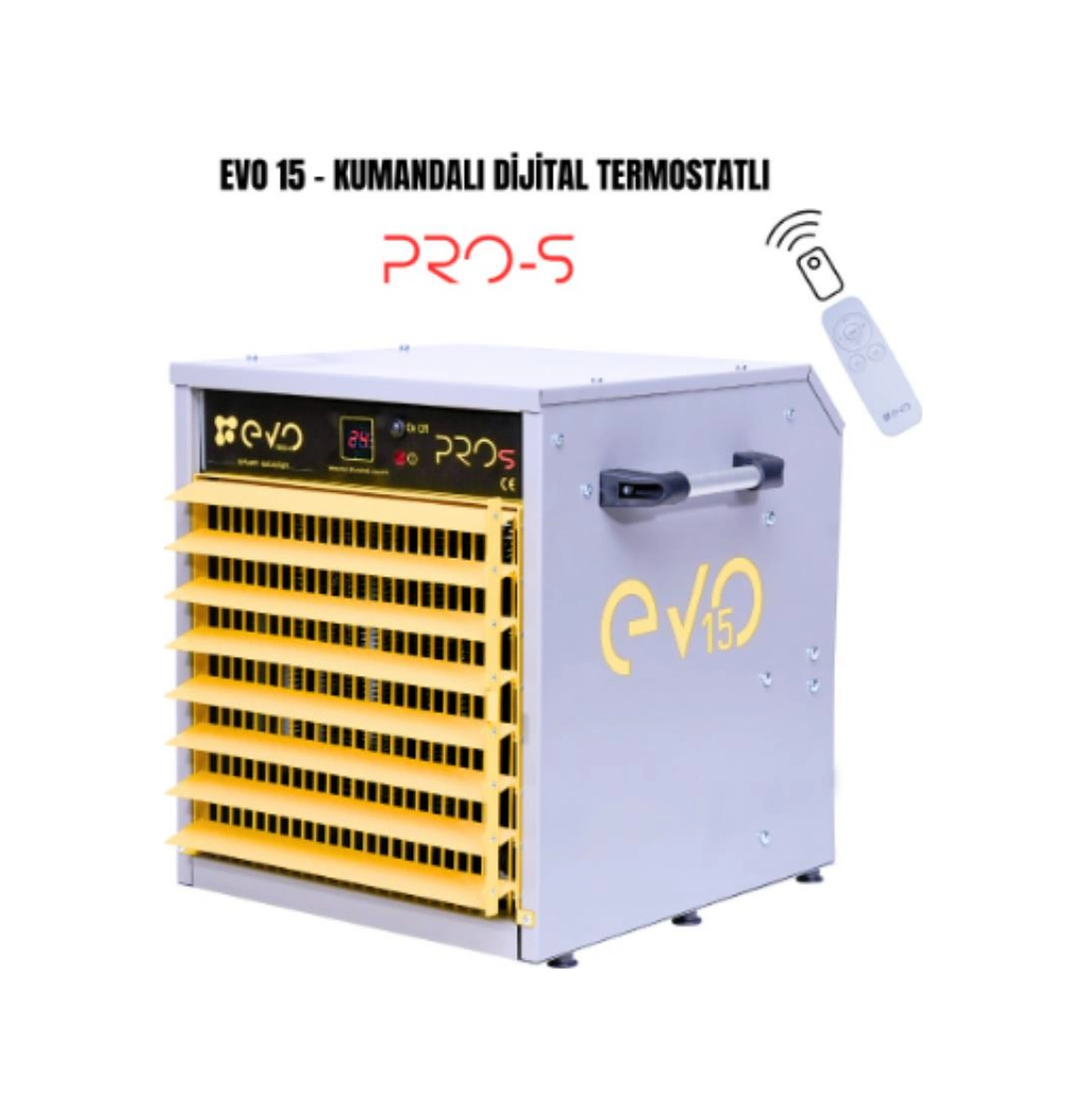 Evo15 Pros - 15 Kw Kumandalı Ve Dijital Endüstriyel Elektrikli Fanlı Isıtıcı