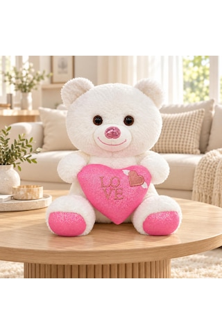 Ayıcık Sevimli Parlak Seri 35cm - Sevimli 001 - Beyaz