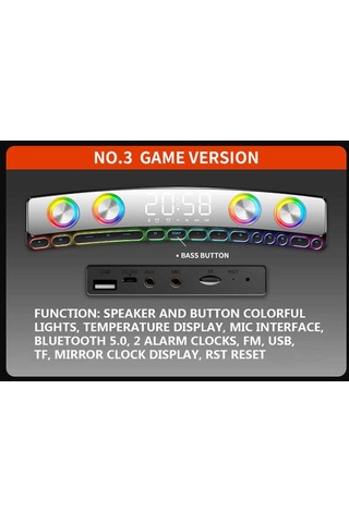 Soaiy SH39 Kablosuz Bluetooth Gaming Hoparlör RGB Oyuncu Hoparlörü Dijital Gösterge & Mekanik Tuşlu - ZORE-219097