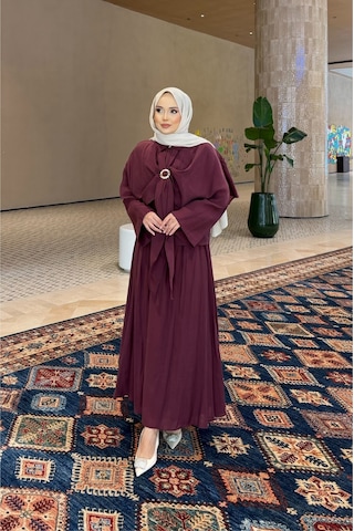 Riella Butik Alure Pelerin Bluzlu Şifon Takım Bordo