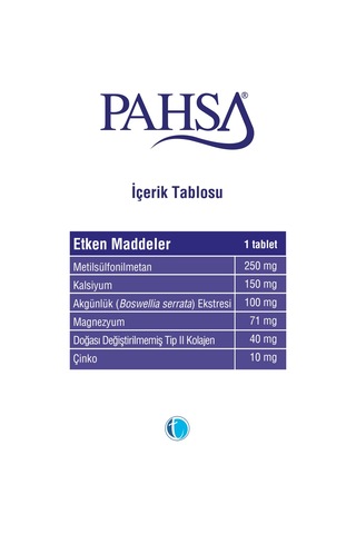 Pahsa Tip II Kolajen 30 Tablet