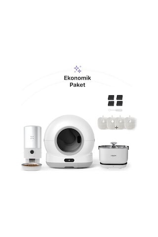 Xenon Smart Akıllı Otomatik Kameralı Kedi Tuvaleti Paslanmaz Çelik Kaseli 5lt Mama Kabı Akıllı Bataryalı Su Pınarı Ve Filtre 4'lü Pet Seti