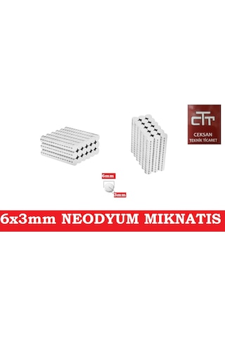 Neodyum Mıknatıs 6X3Mm Güçlü Miknatis-10-20-50-100-250 Adet 20 Adet
