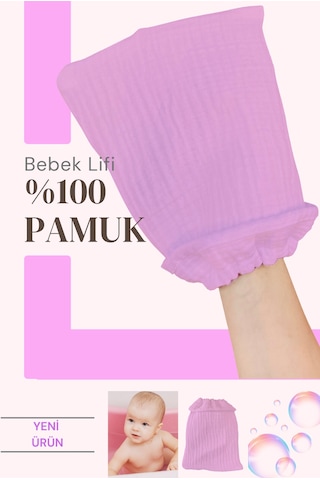 Bebek Banyo Lifi Tahriş Etmeyen Banyo Kesesi %100pamuk Gül Kurusu