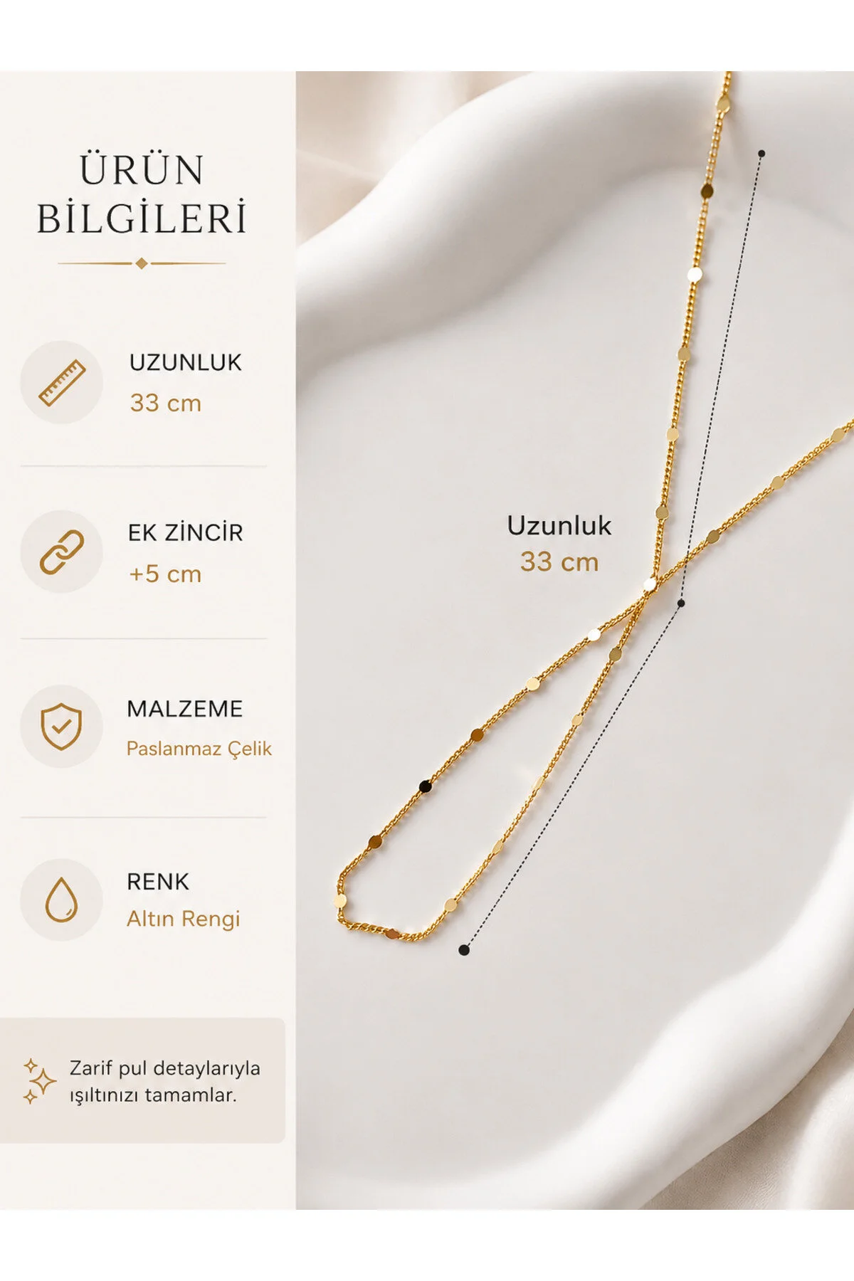 Gold Pullu İnce Zincir Şahmeran Bileklik Altın