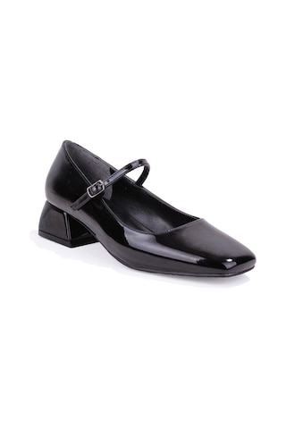 Dagoster Dza07-725101 Siyah Rugan 4 Cm Kalın Topuklu Klasik Kadın Ayakkabı