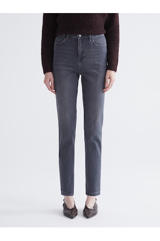 Lcw Modest Gri Mom Fit Kadın Jean Pantolon