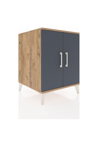 Kronos Komodin Tek Raflı 2 Kapaklı 60x59x80 Çam-antrasit Atlas Çam