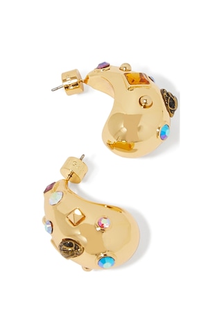 Large Crystal Mix Earrings Büyük Taşlı Kadın Küpe Altın