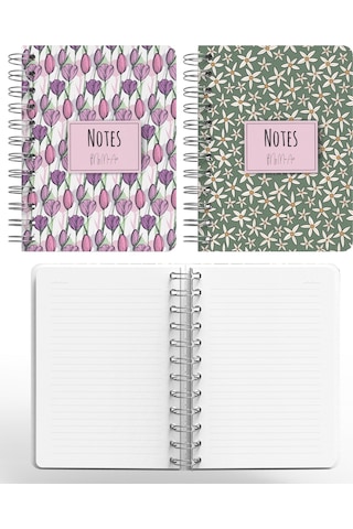 Starflower Tulip Mini Sert Kapaklı Spiralli Defter Set Çok Renkli