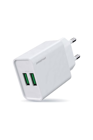 Polosmart Pbs120 2 Usb Çıkışlı Duvar Şarjı Beyaz