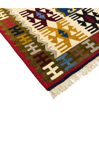 El Dokuma Sıfır Yahyalı Kilimi 110x200 Kök Boya Mavi Kahve %100 Yün Kilim Renkli
