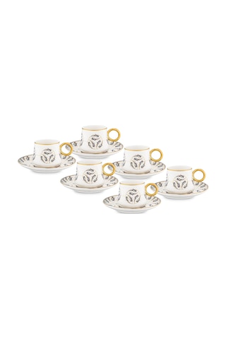Jumbo Grace 12 Parça 6 Kişilik Kahve Fincan Takımı Gold Gold