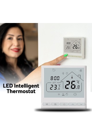 Neevoyu Beyaz Akıllı Termostat, 5+2 Haftalık Programlama, Led Ekran, 3a Su Isıtma Kontrolü, 0-45 C Çalışma Aralığı, Ac 108-260v