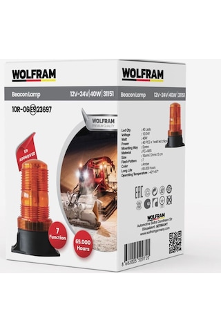 Led Tepe Döner İkaz Lambası 7 Fonksiyon 12v/24v E-belgeli 40w - Wolfram 31151