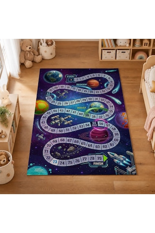 Kartela Halı Uzay Yolu Kaymaz Taban Çocuk Oyun Halısı - 60 X 90 Cm Çok Renkli