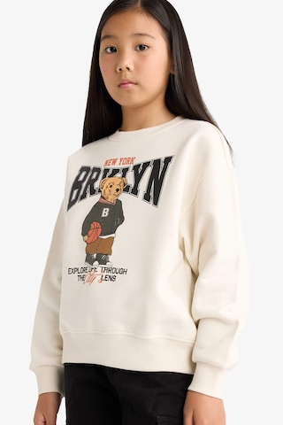 Defacto Kız Çocuk Relax Fit Bisiklet Yaka Baskılı İçi Yumuşak Tüylü Sweatshirt E6780a825wner105 Ekru