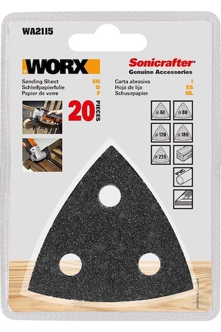 Worx Wa2115 20 Parça Çok Amaçlı Zımpara Makinesi Cırtlı Universal Yedek Delikli Zımpara Kâğıdı Seti