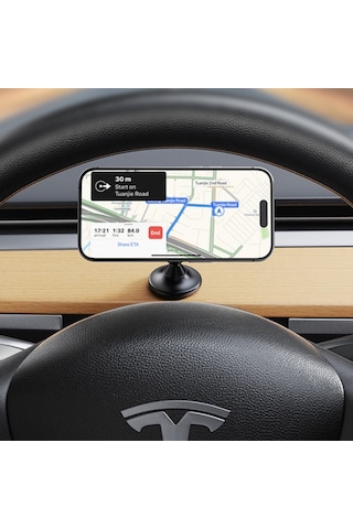 Tesla Model Y / Model 3 Magsafe Cep Telefonu Tutucu Ve Kablosuz Şarj Edici Mıknatıslı Siyah