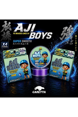 Caretta Aji Boys 4x 150 Mt Purple İp Misina 0,06mm