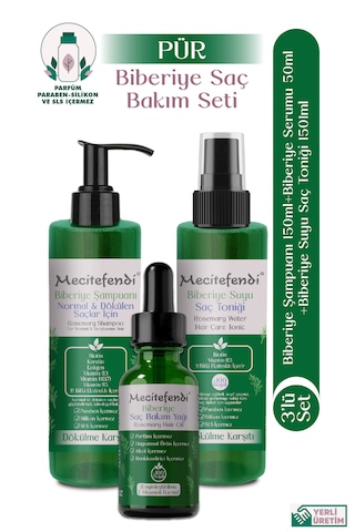 Mecitefendi Biberiye Şampuan 150 ML + Biberiye Serumu 50 ML + Tonik 150 ML
