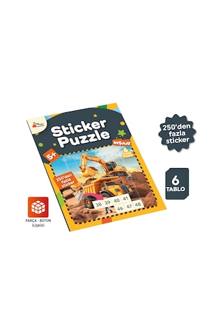 Playever Sticker Puzzle - İnşaat, Çıkartmalı Yapboz Etkinlik Kitabı