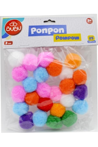 Ponpon 3 Cm Karışık Renk 25 Li Bubu-pon003