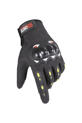 Motosiklet Sürüş Eldivenleri Motosiklet Kaymaz Koruma Aşınmaya Dayanıklı Dokunmatik Ekran Eldivenleri Motosiklet Tam Nokta Siyah