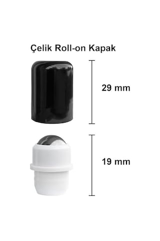 Afracam 10 Ml Çelik Roll On Şişesi 10 Cc Sızdırmaz Siyah Kapaklı Cam Şişe 2 Adet Şeffaf, 10