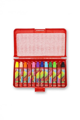 Faber-Castell Altıgen Pastel Boya, 12 Renk, Plastik Kutu, Yumuşak ve Canlı Renkler, Rahat Kullanım,Etkili Uygulama