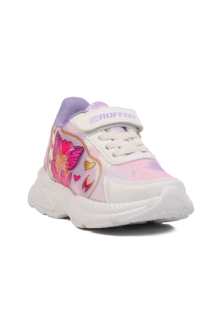 Beyaz Lila Fileli Cırtlı Unisex Çocuk Spor Ayakkabı Ruffon P Beyaz-Lila