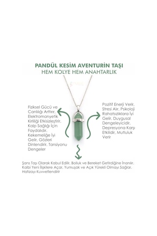 Mystic Energy Doğaltaş Aventurin Taşi Hem Kolye Hem  Anahtarlık Siyah