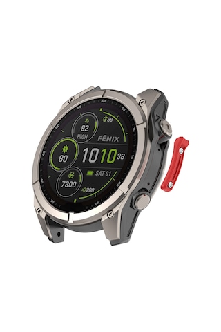 Caseonn Garmin Fenix 8 - 47 Mm, Solar, Sapphire Montaj Setli Yan Kasa Koruyucu Metal Bumper Kırmızı