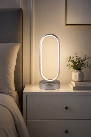 Zzez Gri Renk Gün Işığı Led Işıklı Modern Tasarım Led Masa Lambası - Abajur - Gece Lambası