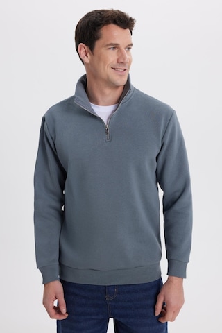 Tudors Unisex Relax Fit Rahat Kesim Pamuklu İçi Polarlı Yarım Fermuarlı Gri Dik Yaka Sweatshirt-35172 Gri