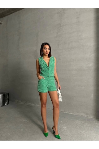 Yelekli Şort Takım Yeşil Yeşil