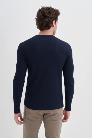 Cazador Waffle Rahat Kumaş %100 Pamuklu Slim Fit Sweatshirt-51640 Lacivert