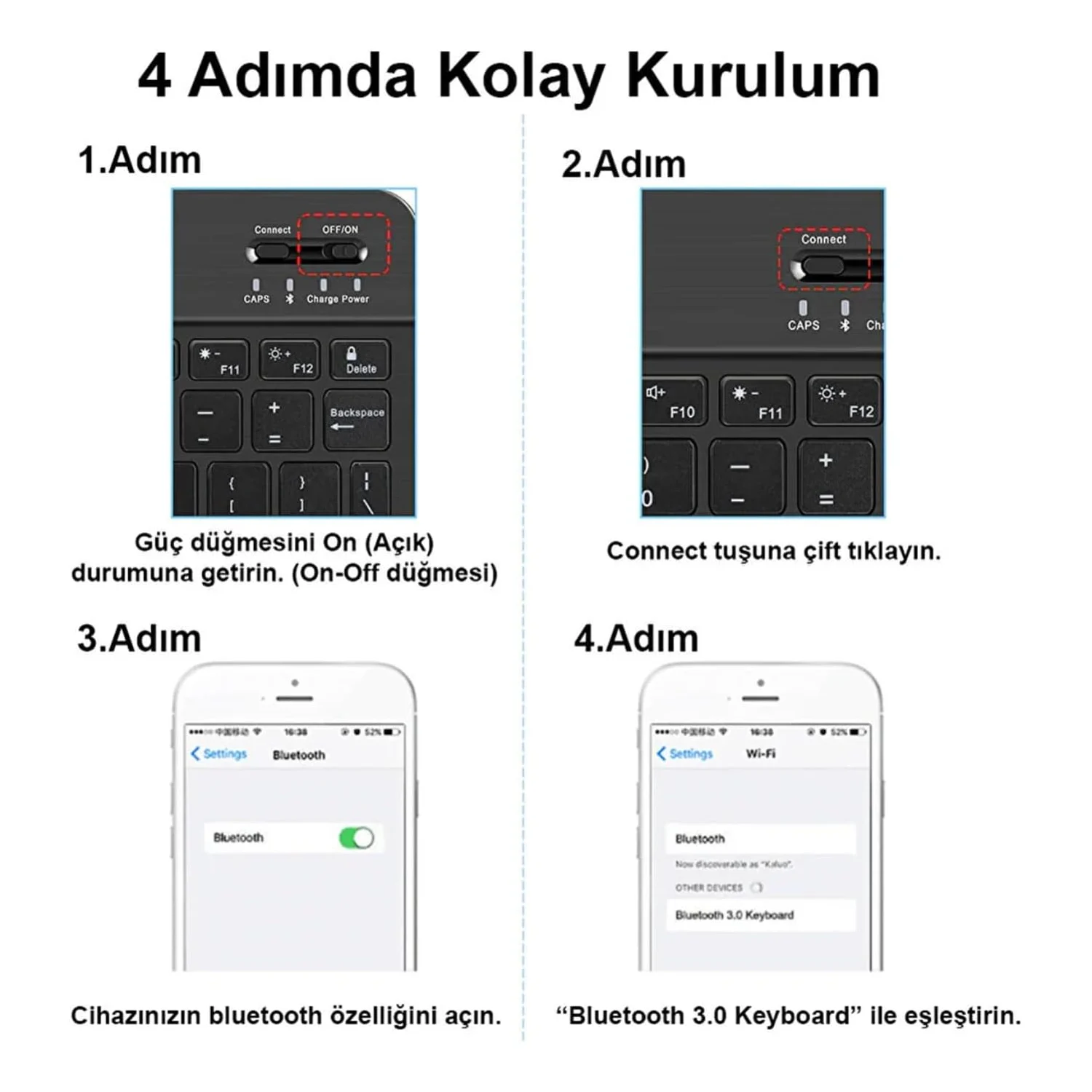 Microcase Oneplus Pad 4 13.2 İnch İle Uyumlu Türkçe Bluetooth Klavye+mouse+tablet Standı Beyaz Al5166 Diğer