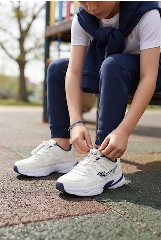 Pepino 2348 Anatomik Lastik Bağcıklı Kalın Taban Sneaker Çocuk Spor Ayakkabı Beyaz