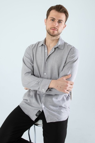 Rahat Kesim Keten Dokulu Gömlek Gri