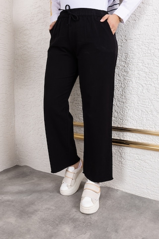 Beli Lastikli Keten Pantolon - Siyah / A0104 Siyah