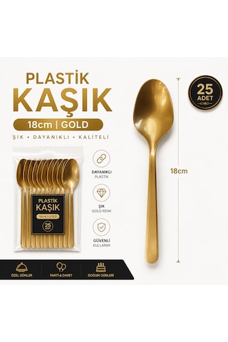 Gold Sert Plastik Kaşık 25'li