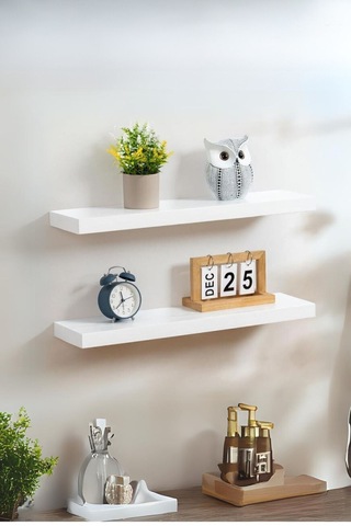 Mutfak Kahve Köşesi Rafı Coffee Bar Gizli Raf 2'li Beyaz Duvar Rafı Set Beyaz Beyaz