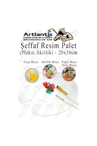 Pleksi Akrilik Resim Paleti 20x30 3mm 1 Adet Oval Palet Plastik Şeffaf Resim Boya Paleti Orta Boy Boyama Tepsisi