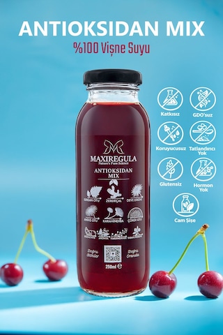 Antioksidanmix Bitkisel İçerikli Fonksiyonel %100 Vişne Meyve Suyu 250ml
