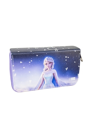 Kalem Kutusu Elsa Frozen Temalı Orginazer Üç Bölmeli Vegan Deri